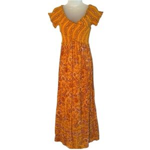 Patrons of Peace Orange and Brown Maxi Dress